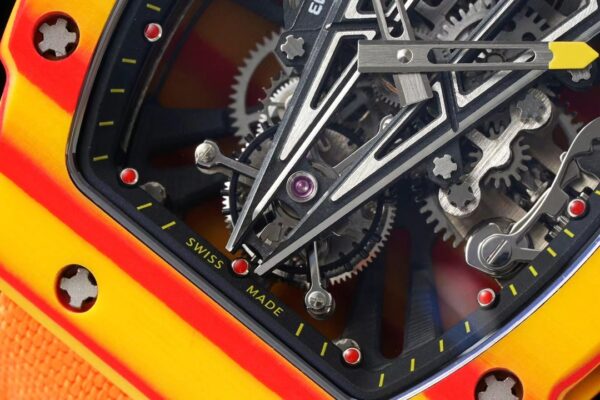 Richard Mille RM027-03 Tourbillon RM Factory Best Edition Orange/Red Carbon Orange Nylon Strap - Best Replica Watches Store For Sale!