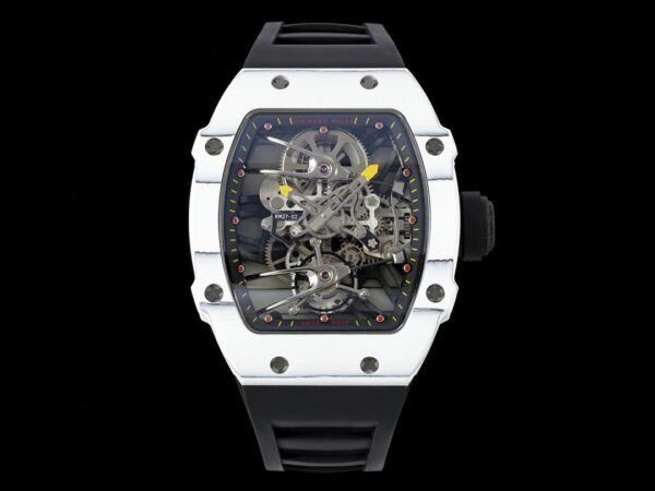 Richard Mille RM027-02 Nadal Tourbillon RM Factory White Forge Carbon Black Rubber Strap - Best Replica Watches Store For Sale!