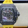 RICHARD MILLERM RM11-03 Black Carbon Case Chrono KV Factory 1:1 Best Edition Crystal Skeleton Yellow Dial On Yellow Rubber Strap A7750 V3 - Best Replica Watches Store For Sale!