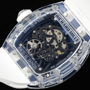 RICHARD MILLERM  RM35-01 Transparent RM Factory Best Edition  White Rubber Strap - Best Replica Watches Store For Sale!