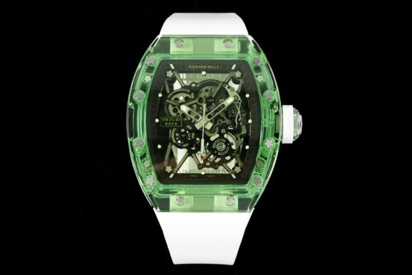 RICHARD MILLERM RM035 RM35-01 Green Transparent RM Factory Best Edition Skeleton Dial on Translucent Rubber Strap Clone RMUL2 - Best Replica Watches Store For Sale!