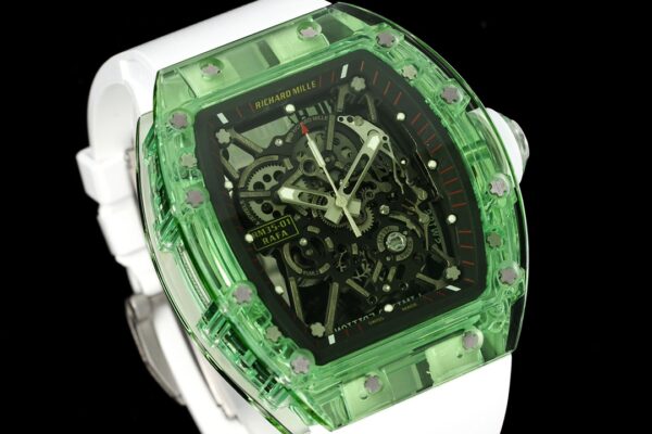 RICHARD MILLERM RM035 RM35-01 Green Transparent RM Factory Best Edition Skeleton Dial on Translucent Rubber Strap Clone RMUL2 - Best Replica Watches Store For Sale!
