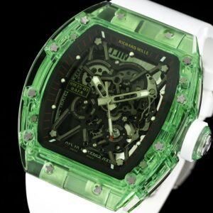RICHARD MILLERM RM035 RM35-01 Green Transparent RM Factory Best Edition Skeleton Dial on Translucent Rubber Strap Clone RMUL2 - Best Replica Watches Store For Sale!