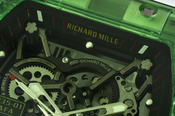 RICHARD MILLERM RM035 RM35-01 Green Transparent RM Factory Best Edition Skeleton Dial on Translucent Rubber Strap Clone RMUL2 - Best Replica Watches Store For Sale!