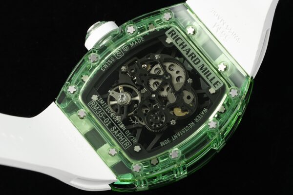 RICHARD MILLERM RM035 RM35-01 Green Transparent RM Factory Best Edition Skeleton Dial on Translucent Rubber Strap Clone RMUL2 - Best Replica Watches Store For Sale!