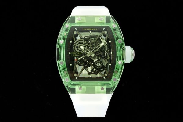 RICHARD MILLERM RM35-01 Green Transparent RM Factory Best Edition White Rubber Strap - Best Replica Watches Store For Sale!