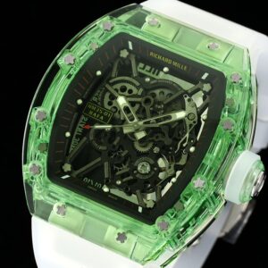RICHARD MILLERM RM35-01 Green Transparent RM Factory Best Edition White Rubber Strap - Best Replica Watches Store For Sale!