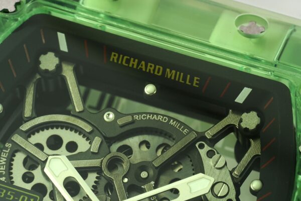 RICHARD MILLERM RM35-01 Green Transparent RM Factory Best Edition White Rubber Strap - Best Replica Watches Store For Sale!