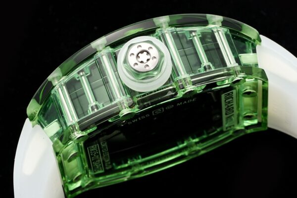 RICHARD MILLERM RM35-01 Green Transparent RM Factory Best Edition White Rubber Strap - Best Replica Watches Store For Sale!