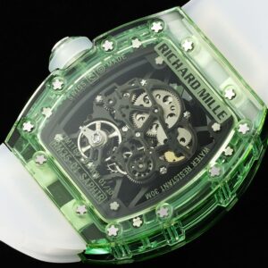 RICHARD MILLERM RM35-01 Green Transparent RM Factory Best Edition White Rubber Strap - Best Replica Watches Store For Sale!