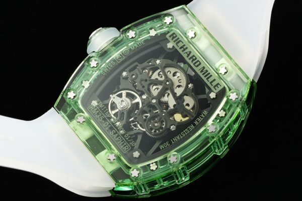 RICHARD MILLERM RM35-01 Green Transparent RM Factory Best Edition White Rubber Strap - Best Replica Watches Store For Sale!