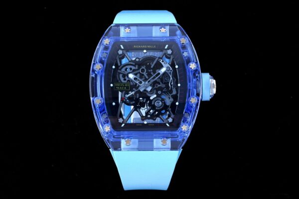 RICHARD MILLERM RM35-01 Blue Transparent RM Factory Best Edition Blue Rubber Strap - Best Replica Watches Store For Sale!