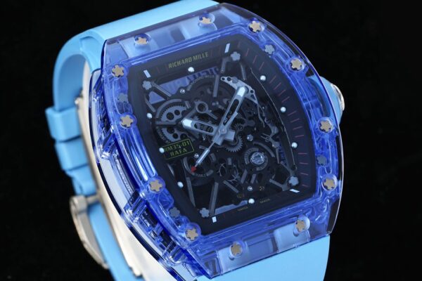 RICHARD MILLERM RM35-01 Blue Transparent RM Factory Best Edition Blue Rubber Strap - Best Replica Watches Store For Sale!
