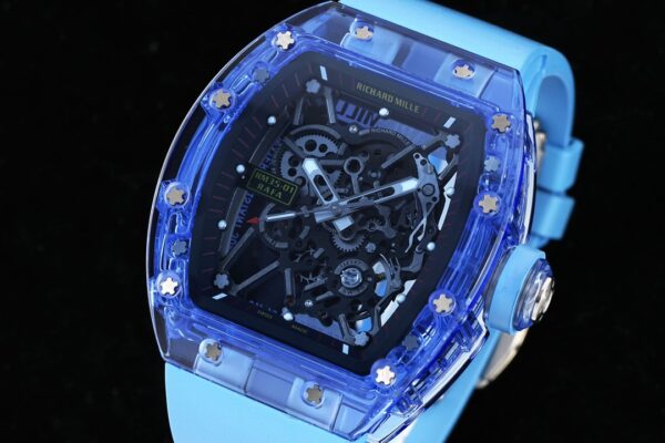 RICHARD MILLERM RM35-01 Blue Transparent RM Factory Best Edition Blue Rubber Strap - Best Replica Watches Store For Sale!