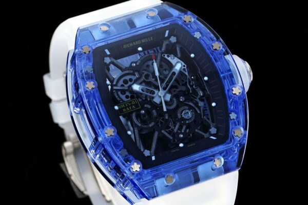 RICHARD MILLERM RM35-01 Blue Transparent RM Factory Best Edition Rubber Strap - Best Replica Watches Store For Sale!