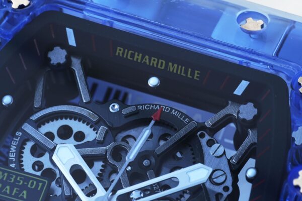 RICHARD MILLERM RM35-01 Blue Transparent RM Factory Best Edition Rubber Strap - Best Replica Watches Store For Sale!