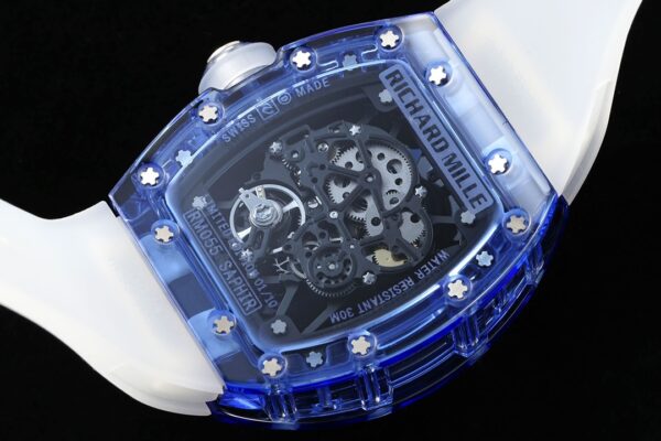 RICHARD MILLERM RM35-01 Blue Transparent RM Factory Best Edition Rubber Strap - Best Replica Watches Store For Sale!