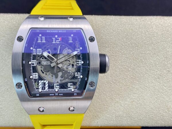 RICHARD MILLERM RM010 SS RM Factory Best Edition Black Dial on Yellow Rubber Strap - Best Replica Watches Store For Sale!