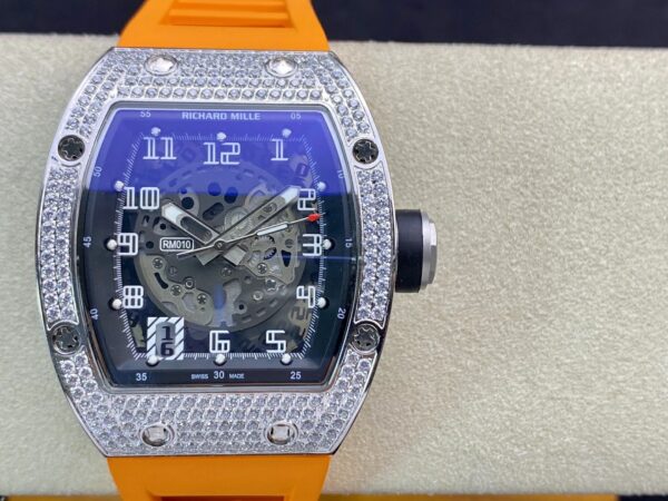 RICHARD MILLERM RM010 SS RM Factory Best Edition Black Dial on Orange Rubber Strap - Best Replica Watches Store For Sale!