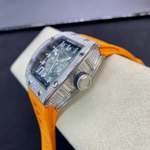 RICHARD MILLERM RM010 SS RM Factory Best Edition Black Dial on Orange Rubber Strap - Best Replica Watches Store For Sale!