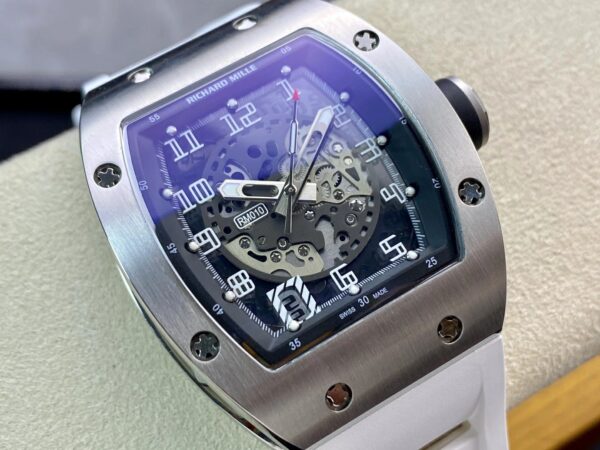 RICHARD MILLERM RM010 SS RM Factory Best Edition Black Dial on White Rubber Strap - Best Replica Watches Store For Sale!