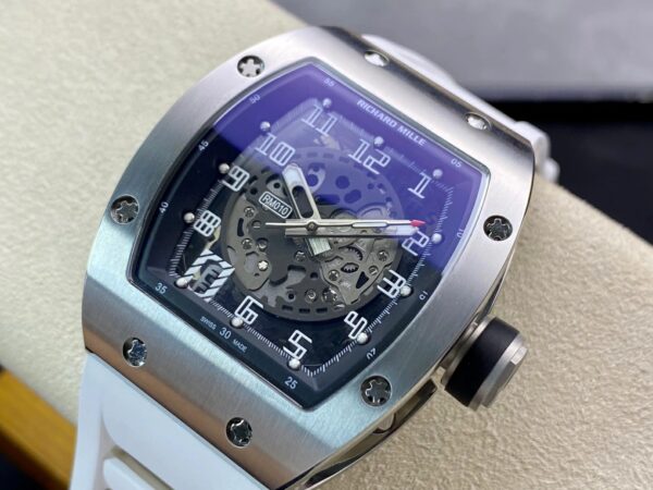 RICHARD MILLERM RM010 SS RM Factory Best Edition Black Dial on White Rubber Strap - Best Replica Watches Store For Sale!
