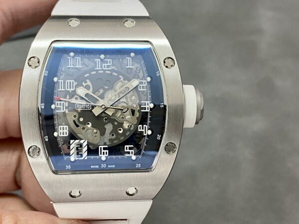 RICHARD MILLERM RM010 SS RM Factory Best Edition Black Dial on White Rubber Strap - Best Replica Watches Store For Sale!