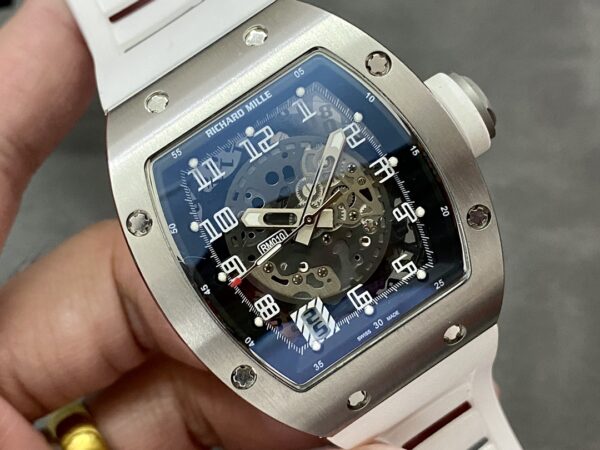RICHARD MILLERM RM010 SS RM Factory Best Edition Black Dial on White Rubber Strap - Best Replica Watches Store For Sale!