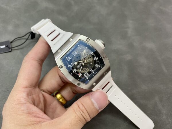 RICHARD MILLERM RM010 SS RM Factory Best Edition Black Dial on White Rubber Strap - Best Replica Watches Store For Sale!