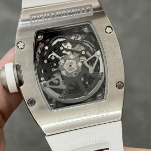 RICHARD MILLERM RM010 SS RM Factory Best Edition Black Dial on White Rubber Strap - Best Replica Watches Store For Sale!