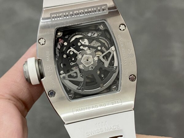 RICHARD MILLERM RM010 SS RM Factory Best Edition Black Dial on White Rubber Strap - Best Replica Watches Store For Sale!