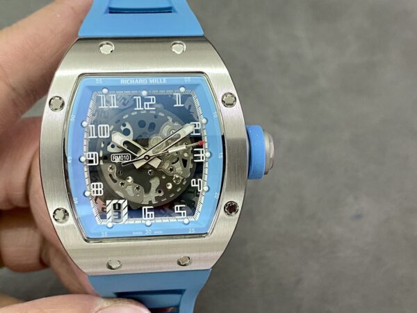 RICHARD MILLERM RM010 SS RM Factory Best Edition Black Dial on Blue Rubber Strap - Best Replica Watches Store For Sale!
