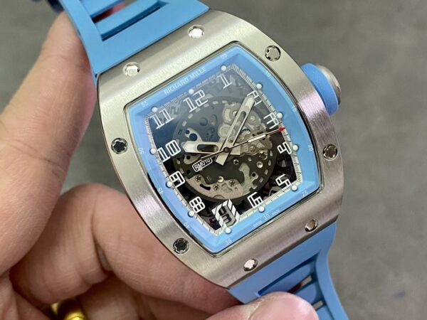 RICHARD MILLERM RM010 SS RM Factory Best Edition Black Dial on Blue Rubber Strap - Best Replica Watches Store For Sale!