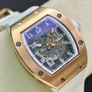 RICHARD MILLERM RM010 RG RM Factory Best Edition Black Dial on White Rubber Strap - Best Replica Watches Store For Sale!