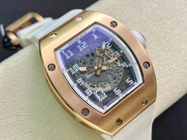 RICHARD MILLERM RM010 RG RM Factory Best Edition Black Dial on White Rubber Strap - Best Replica Watches Store For Sale!