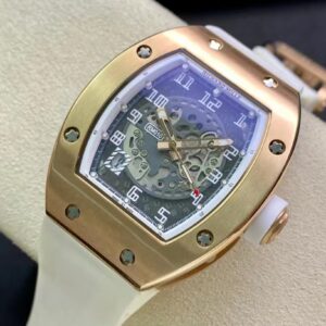 RICHARD MILLERM RM010 RG RM Factory Best Edition Black Dial on White Rubber Strap - Best Replica Watches Store For Sale!