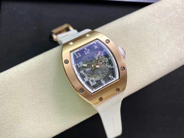 RICHARD MILLERM RM010 RG RM Factory Best Edition Black Dial on White Rubber Strap - Best Replica Watches Store For Sale!