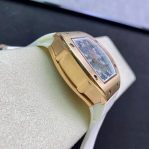 RICHARD MILLERM RM010 RG RM Factory Best Edition Black Dial on White Rubber Strap - Best Replica Watches Store For Sale!