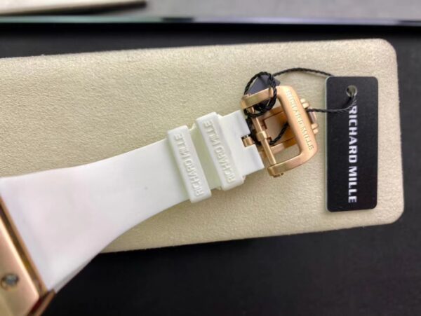 RICHARD MILLERM RM010 RG RM Factory Best Edition Black Dial on White Rubber Strap - Best Replica Watches Store For Sale!