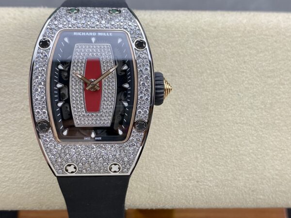 RICHARD MILLERM RM07-01 SS BBA Factory Best Edition Diamond Case on Black Rubber Strap - Best Replica Watches Store For Sale!