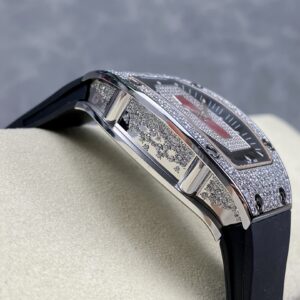 RICHARD MILLERM RM07-01 SS BBA Factory Best Edition Diamond Case on Black Rubber Strap - Best Replica Watches Store For Sale!