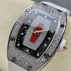 RICHARD MILLERM RM07-01 SS BBA Factory Best Edition Diamond Case on White Rubber Strap - Best Replica Watches Store For Sale!