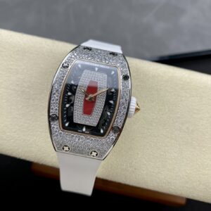 RICHARD MILLERM RM07-01 SS BBA Factory Best Edition Diamond Case on White Rubber Strap - Best Replica Watches Store For Sale!