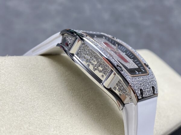 RICHARD MILLERM RM07-01 SS BBA Factory Best Edition Diamond Case on White Rubber Strap - Best Replica Watches Store For Sale!