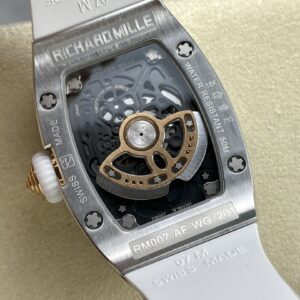 RICHARD MILLERM RM07-01 SS BBA Factory Best Edition Diamond Case on White Rubber Strap - Best Replica Watches Store For Sale!