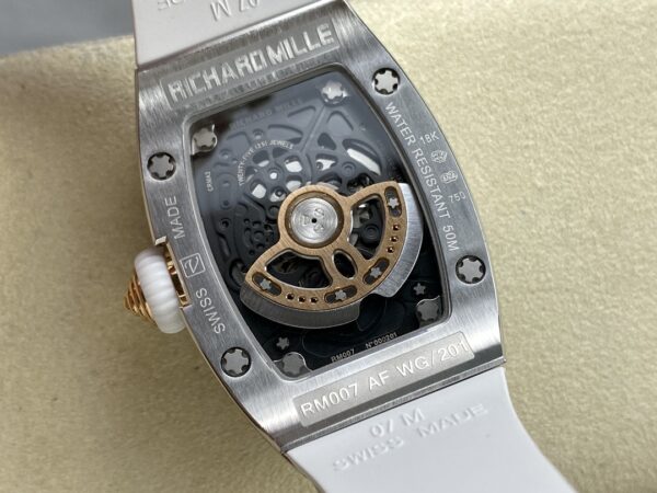 RICHARD MILLERM RM07-01 SS BBA Factory Best Edition Diamond Case on White Rubber Strap - Best Replica Watches Store For Sale!