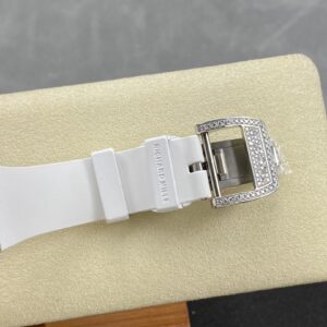 RICHARD MILLERM RM07-01 SS BBA Factory Best Edition Diamond Case on White Rubber Strap - Best Replica Watches Store For Sale!
