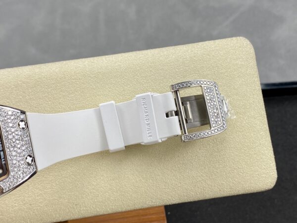 RICHARD MILLERM RM07-01 SS BBA Factory Best Edition Diamond Case on White Rubber Strap - Best Replica Watches Store For Sale!