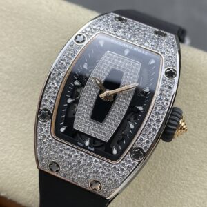 RICHARD MILLERM RM07-01 SS BBA Factory Best Edition Diamond Case on White Rubber Strap - Best Replica Watches Store For Sale!
