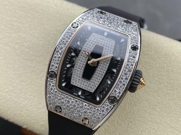 RICHARD MILLERM RM07-01 SS BBA Factory Best Edition Diamond Case on White Rubber Strap - Best Replica Watches Store For Sale!